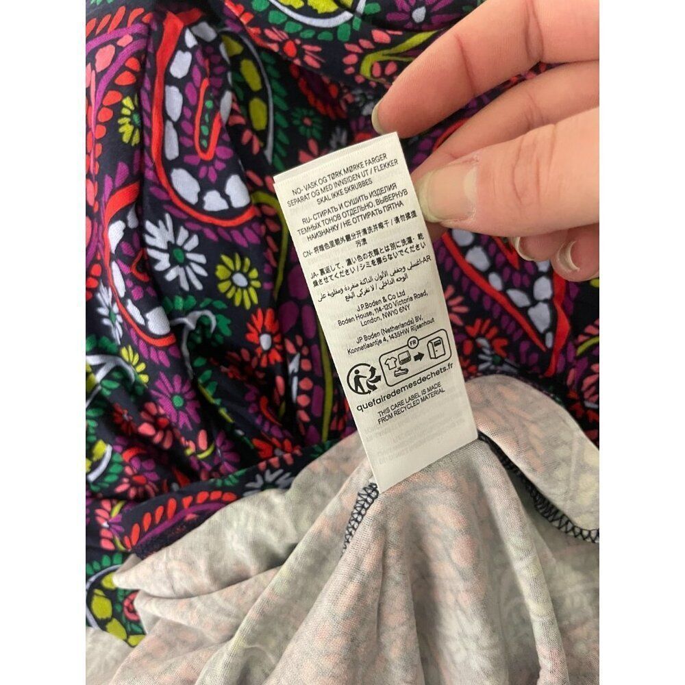 Boden Womens Dress Midi Paisley UK 10 US 6 Purple Ivy Smocked Vneck D1034 NWT - Picture 10 of 14
